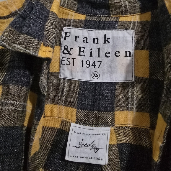 EUC Frank & Eileen Joedy Linen Button Up Grey/Yellow Plaid Size XS - Picture 6 of 7
